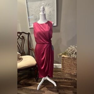 Lush Satin Faux Wrap Dress